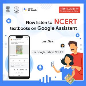 Install google assistant in your mobile and listen NCET Textbooks